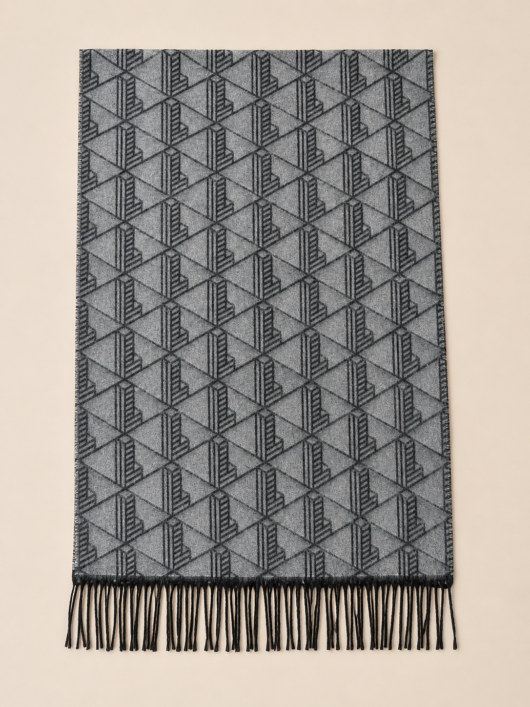 Geniş Geometrik Jakar Desenli Kışlık Atkı Şal 70x180 cm