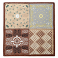 Premium Patchwork Desenli Kare Polyester Fular Toprak Tonlar