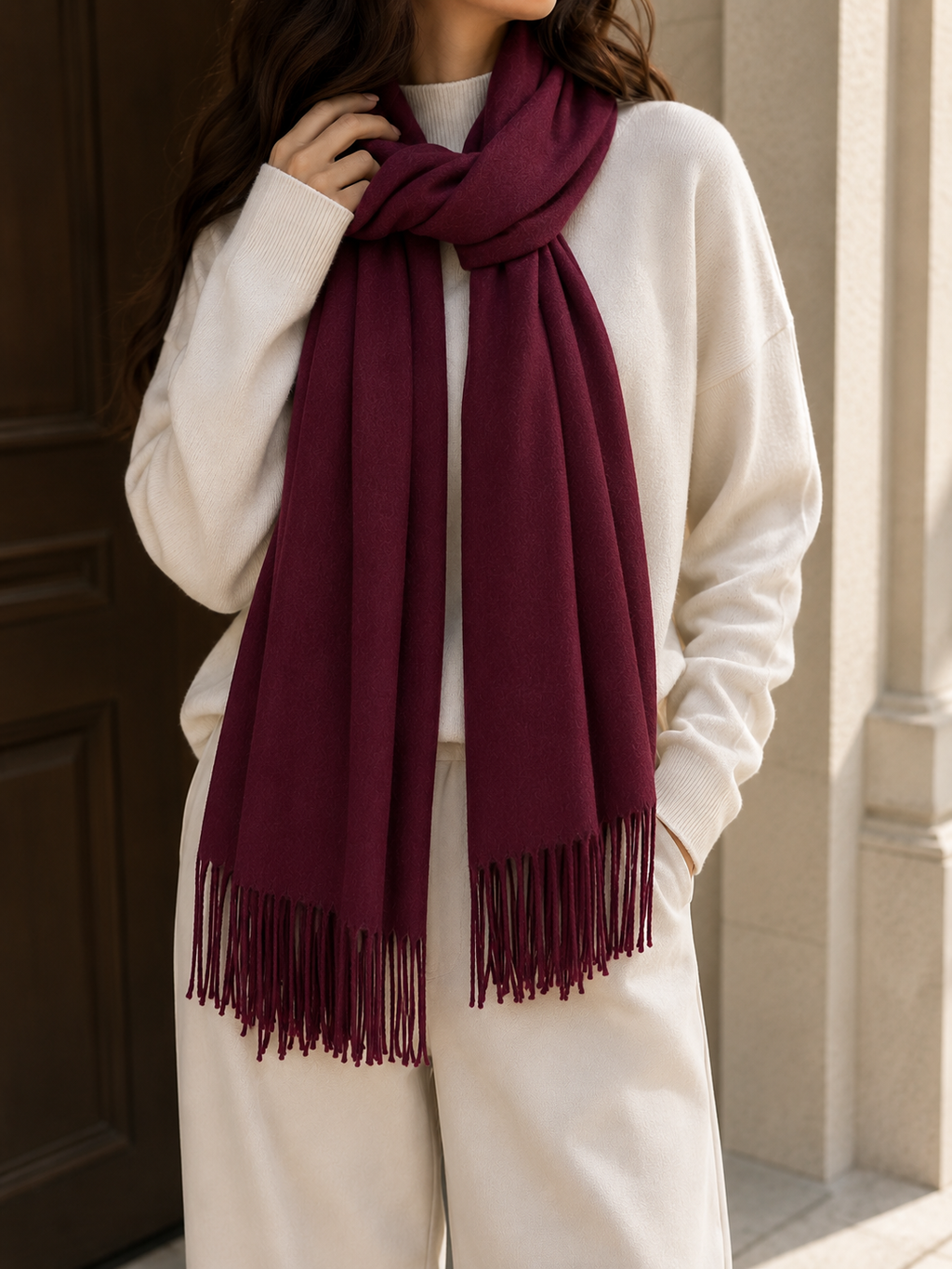 Bordo Buklet Kışlık Atkı
