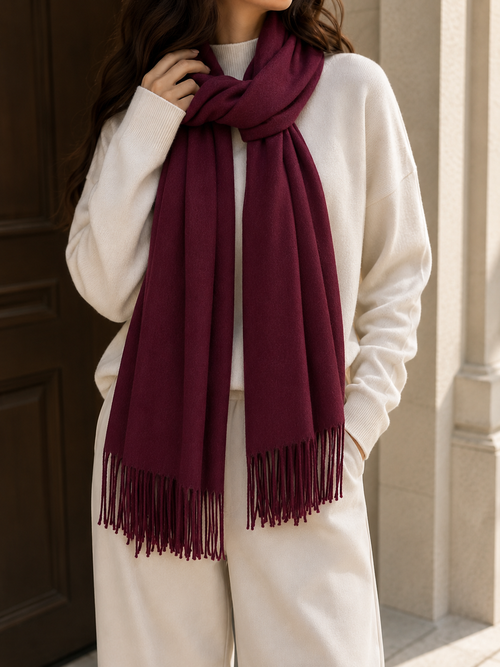Bordo Buklet Kışlık Atkı